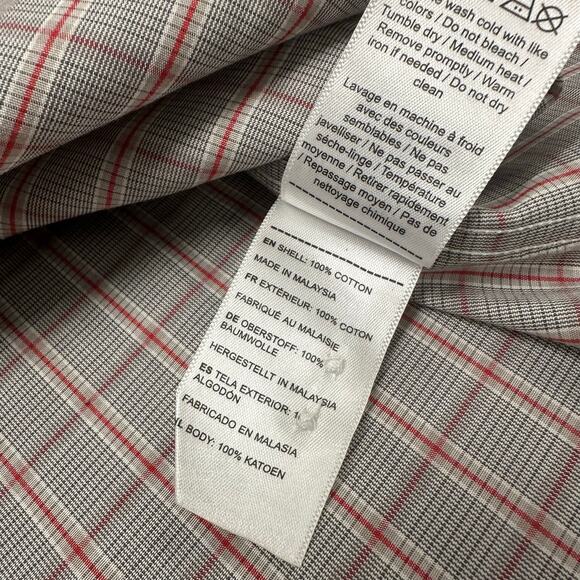 Untuckit Kuleto Cream Red‎ Gray Mens L Slim Fit Glen Check Plaid Button Up Shirt - Picture 6 of 9